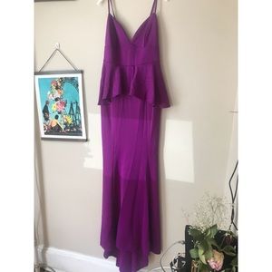Magenta/Purple Peplum Fishtail Maxi Dress